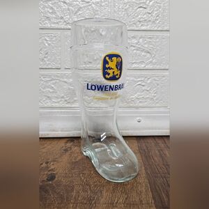 Vintage German Beer Pilsner Clear Glass Lowenbrau Boot Tumbler